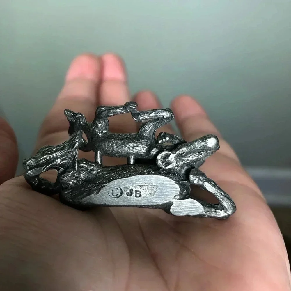 Vintage Pewter Mother and Baby Unicorn Set